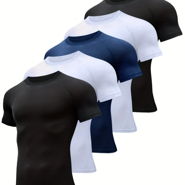 Men's Compression T-Shirt - Short Sleeve, Athletic Sun Protection Base Layer, Breathable Polyester Blend, Underwear, Athletic Gear