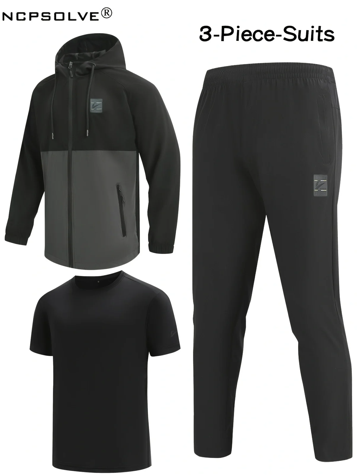 1 Set Of Sports And Outdoor Products Fitness And Training Products Fitness Wear Men's Casual Sports Suit Men's Casual Suit Top + T-shirt + Bottom SMT3004-B - Image 1