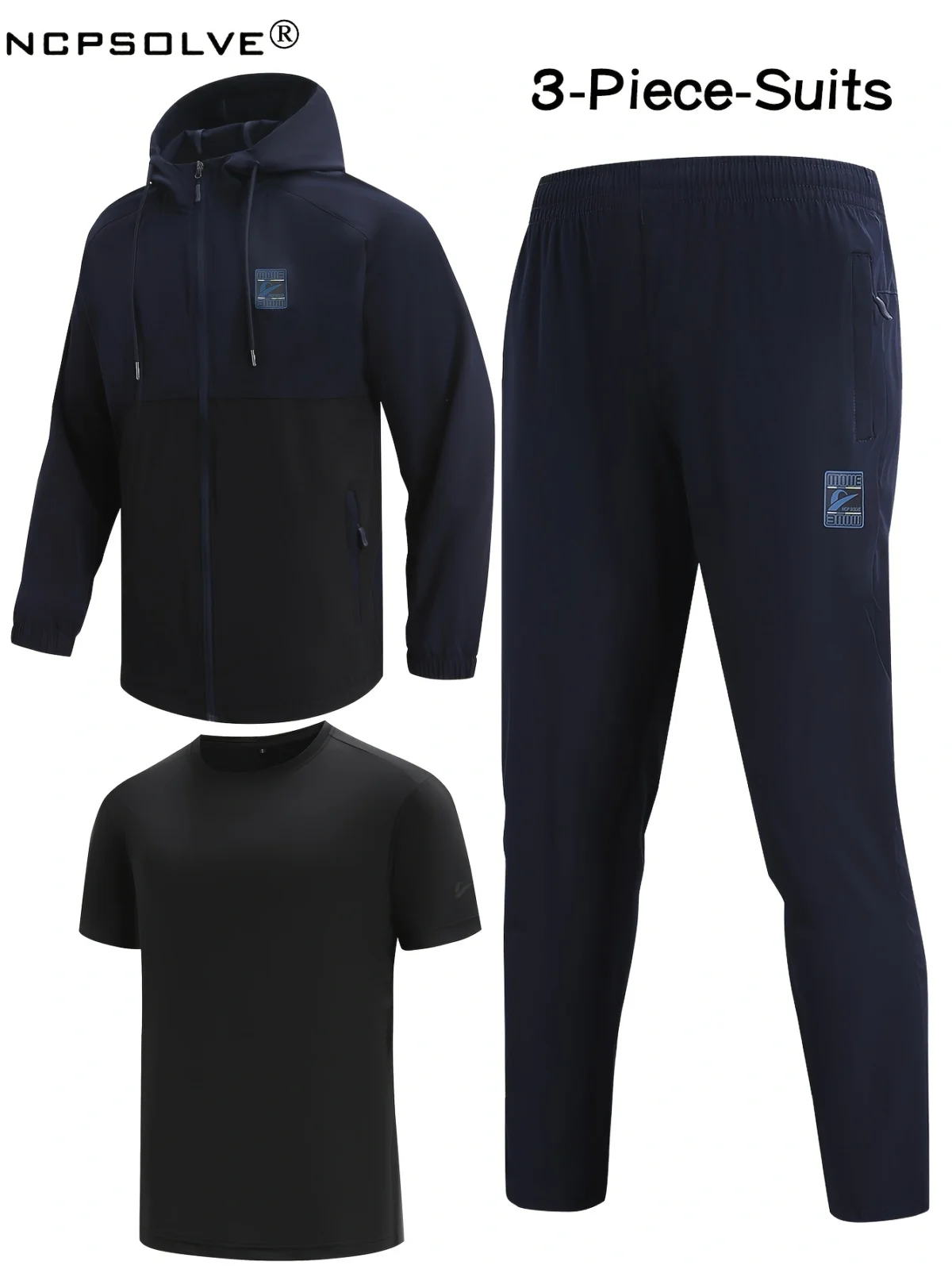 1 Set Of Sports And Outdoor Products Fitness And Training Products Fitness Wear Men's Casual Sports Suit Men's Casual Suit Top + T-shirt + Bottom SMT3004-B - Image 2