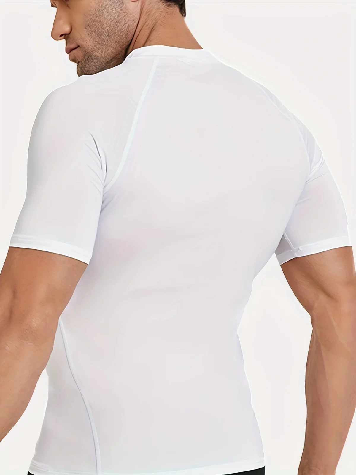 Men's Compression T-Shirt - Short Sleeve, Athletic Sun Protection Base Layer, Breathable Polyester Blend, Underwear, Athletic Gear - Image 3