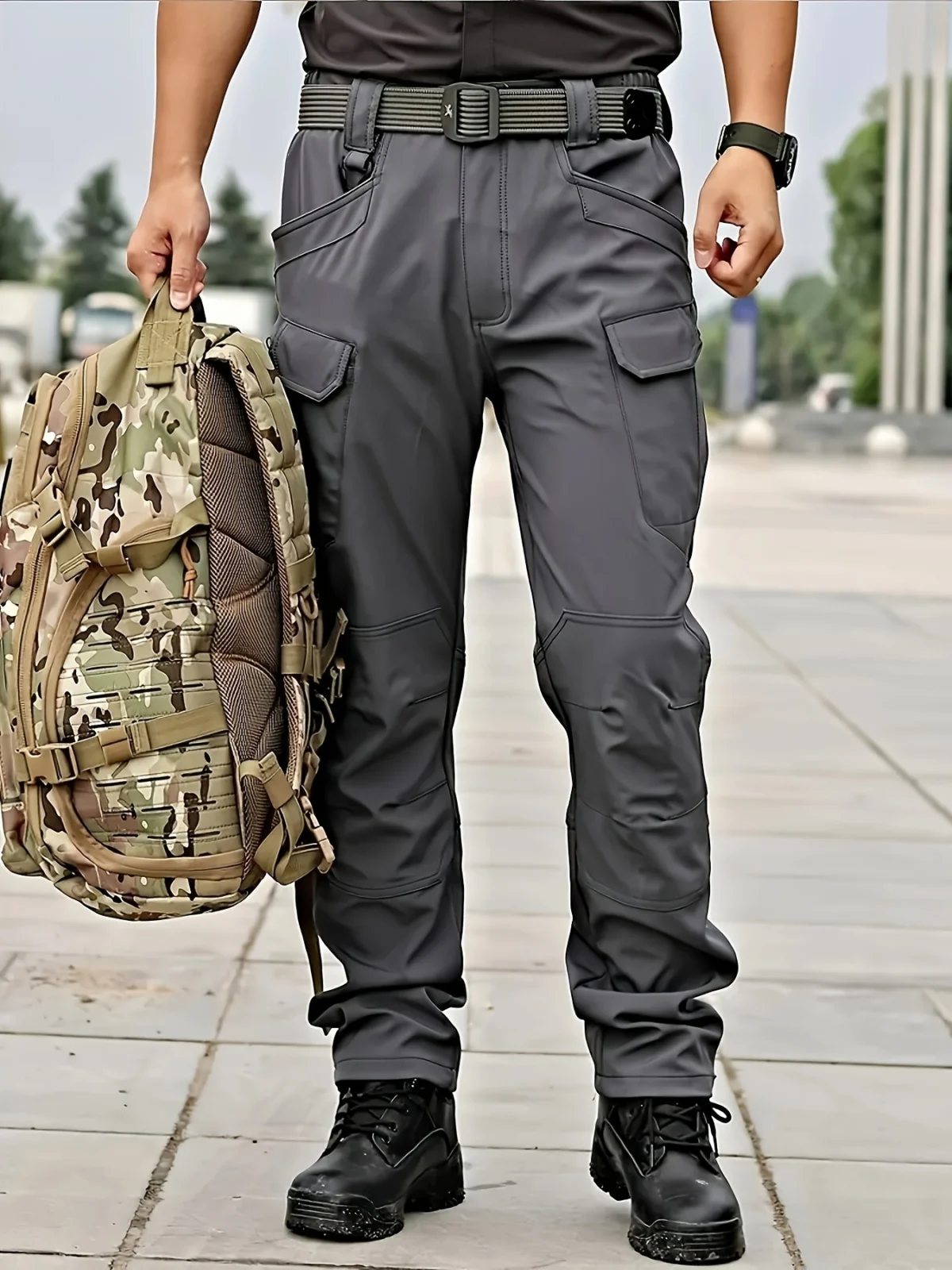 [Winter Tactical Suit] 2pcs Men's Winter Warm Tactical Suit - Heating Jacket and Pants with Multiple Pockets, Windproof Zipper, Hat - Casual Sports Set for Outdoor Activities, Outdoor Work and Training - Image 10